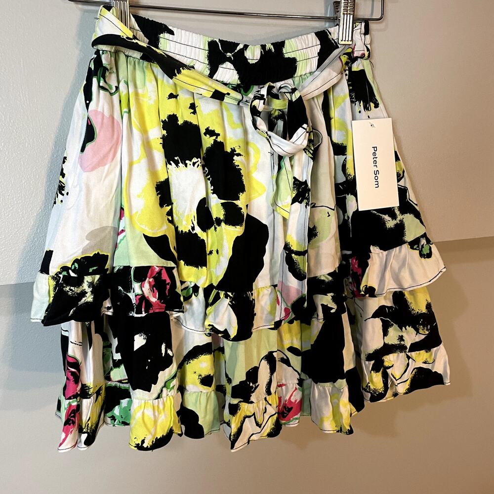 NWT Peter Som x ANTHROPOLOGIE Ruffled Mini Skirt Floral Size Small - Picture 8 of 15